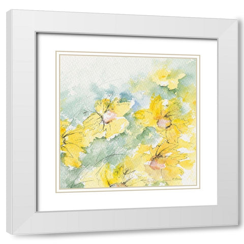 Fleurs du soleil II White Modern Wood Framed Art Print with Double Matting by Manero, Annie
