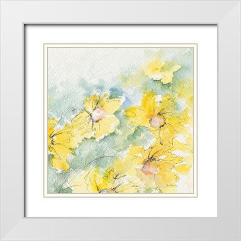 Fleurs du soleil II White Modern Wood Framed Art Print with Double Matting by Manero, Annie