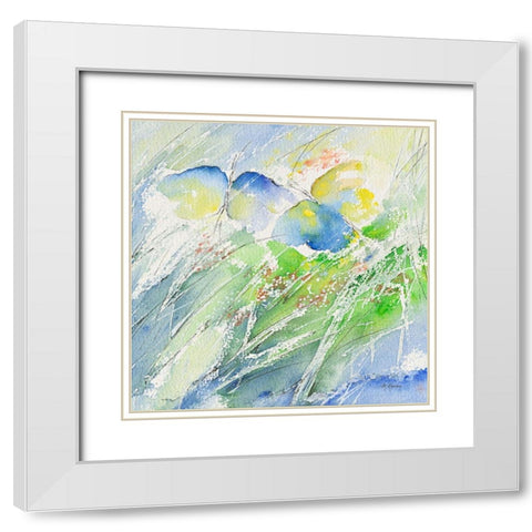 Les deux papillons White Modern Wood Framed Art Print with Double Matting by Manero, Annie