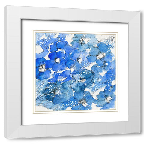 Bouquet bleu White Modern Wood Framed Art Print with Double Matting by Manero, Annie