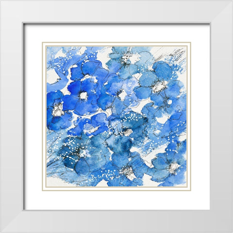 Bouquet bleu White Modern Wood Framed Art Print with Double Matting by Manero, Annie