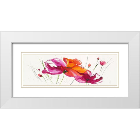 La danse du pavotÂ  III White Modern Wood Framed Art Print with Double Matting by Zacher-Finet, Isabelle