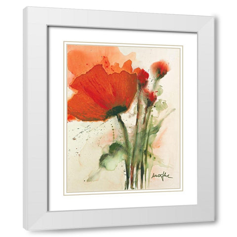 Mohnblumenstrauss I White Modern Wood Framed Art Print with Double Matting by Marthe