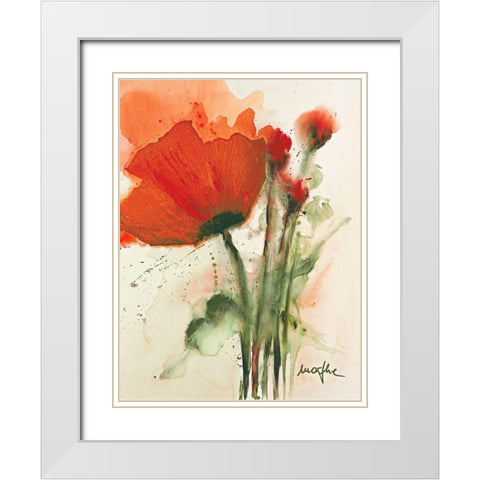 Mohnblumenstrauss I White Modern Wood Framed Art Print with Double Matting by Marthe