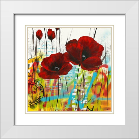 Pavot abstrait - next Level I White Modern Wood Framed Art Print with Double Matting by Zacher-Finet, Isabelle
