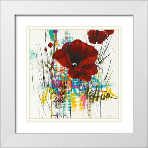 Pavot abstrait - next Level II White Modern Wood Framed Art Print with Double Matting by Zacher-Finet, Isabelle