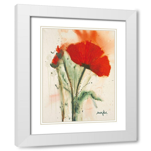 Mohnblumenstrauss II White Modern Wood Framed Art Print with Double Matting by Marthe