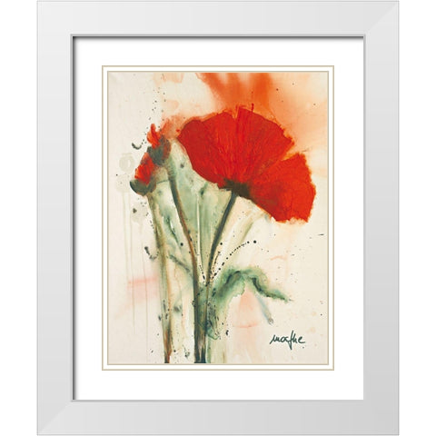 Mohnblumenstrauss II White Modern Wood Framed Art Print with Double Matting by Marthe