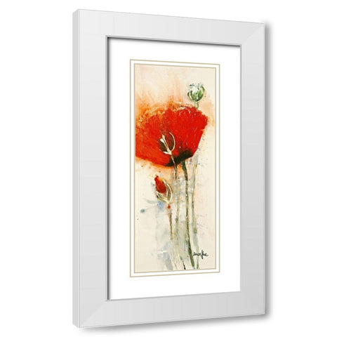 Mohnblumen II White Modern Wood Framed Art Print with Double Matting by Marthe