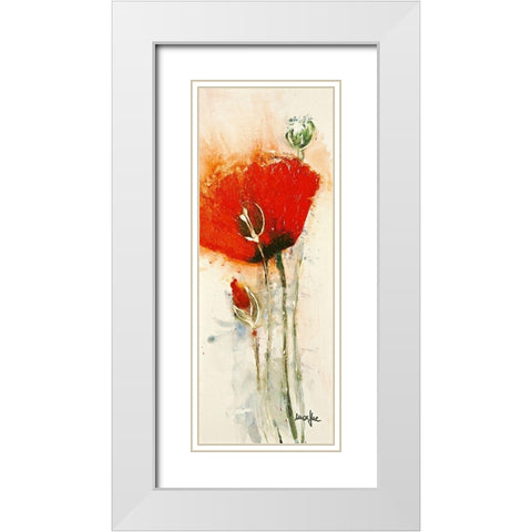 Mohnblumen II White Modern Wood Framed Art Print with Double Matting by Marthe