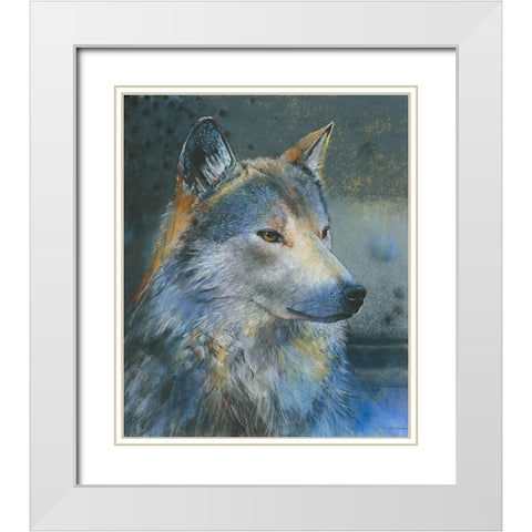Grauer Wolf White Modern Wood Framed Art Print with Double Matting by Botman, Loes