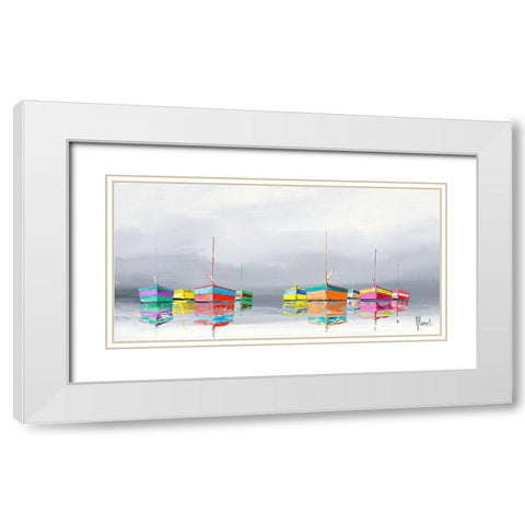 Les barquesÂ  White Modern Wood Framed Art Print with Double Matting by Flanet, Frederic