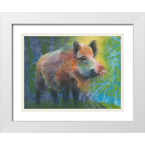 Wildschwein White Modern Wood Framed Art Print with Double Matting by Botman, Loes