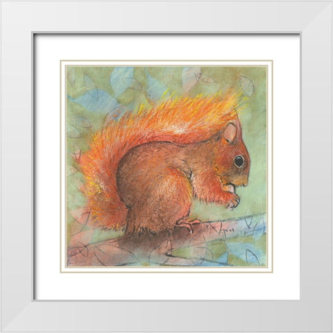 Eichhornchen White Modern Wood Framed Art Print with Double Matting by Botman, Loes