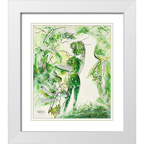 Lady White Modern Wood Framed Art Print with Double Matting by Marso