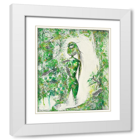 Woman White Modern Wood Framed Art Print with Double Matting by Marso