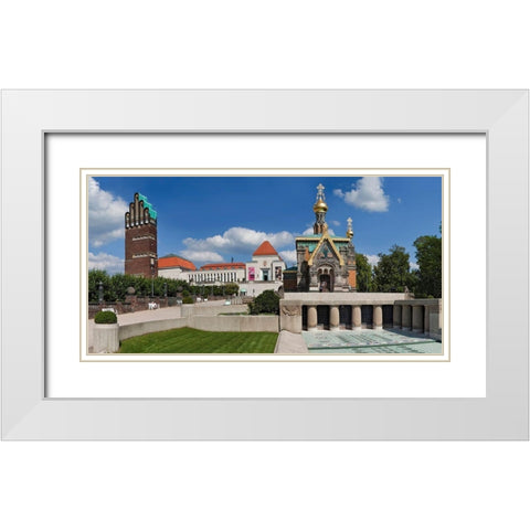 Mathildenhohe Darmstadt Panorama White Modern Wood Framed Art Print with Double Matting by Fischer, Rolf