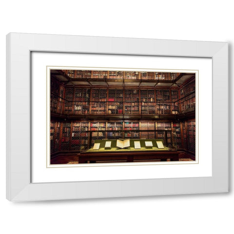 Library Room White Modern Wood Framed Art Print with Double Matting by Ronin