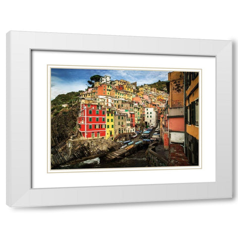 Cinque Terre White Modern Wood Framed Art Print with Double Matting by Ronin