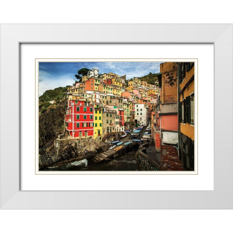 Cinque Terre White Modern Wood Framed Art Print with Double Matting by Ronin