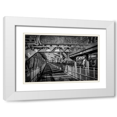 New York Train White Modern Wood Framed Art Print with Double Matting by Ronin