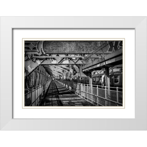 New York Train White Modern Wood Framed Art Print with Double Matting by Ronin