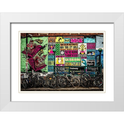 New York Street Art White Modern Wood Framed Art Print with Double Matting by Ronin