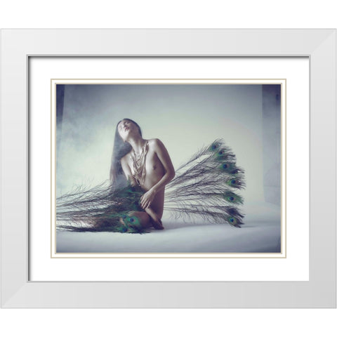 Feathers White Modern Wood Framed Art Print with Double Matting by Milillo, Marco