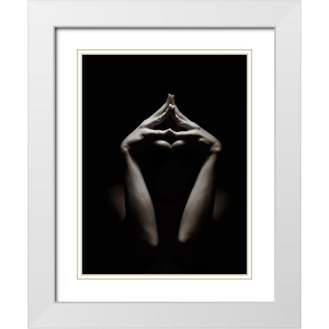 Dancing Hands I White Modern Wood Framed Art Print with Double Matting by Milillo, Marco