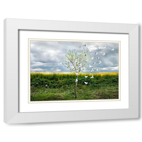 Pause NÃºmero VII White Modern Wood Framed Art Print with Double Matting by Vallinas Prieto, Miguel