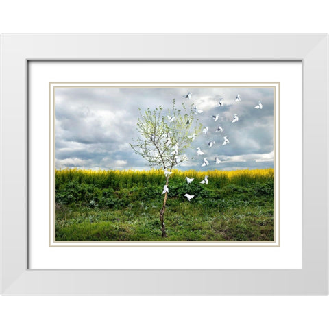 Pause NÃºmero VII White Modern Wood Framed Art Print with Double Matting by Vallinas Prieto, Miguel