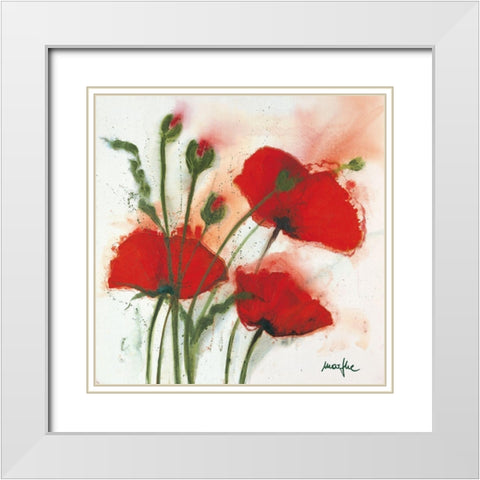 Mohnblumen im Wind I White Modern Wood Framed Art Print with Double Matting by Marthe