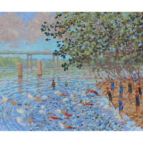 Sports Suite Terra Swimmers Black Modern Wood Framed Art Print by Bajility, Andra