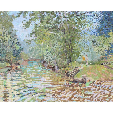 Nimrod Plein Air Painter Black Modern Wood Framed Art Print by Bajility, Andras