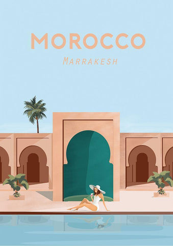 Moroco White Modern Wood Framed Art Print with Double Matting by Artic Frame Studio