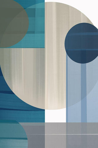Abstract Blue III White Modern Wood Framed Art Print with Double Matting by Artic Frame Studio