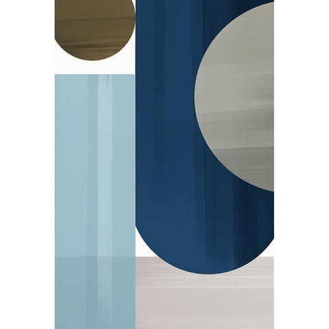 Abstract Blue V Black Modern Wood Framed Art Print with Double Matting by Artic Frame Studio