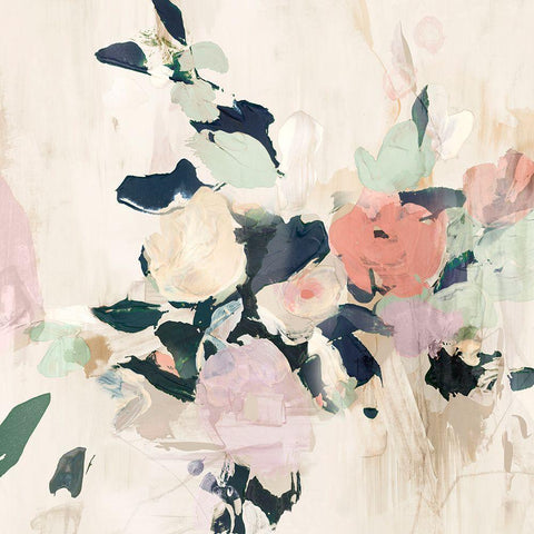 Flowers in Spring II White Modern Wood Framed Art Print with Double Matting by Aria K