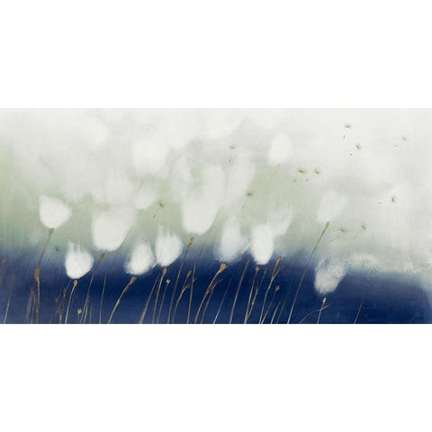 Soft Blue Florals  White Modern Wood Framed Art Print by Aria K