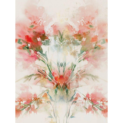Red Flowers I  Gold Ornate Wood Framed Art Print with Double Matting by Aria K