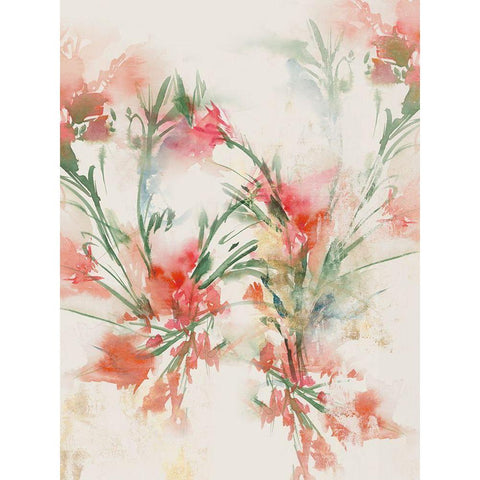 Red Flowers II Black Modern Wood Framed Art Print with Double Matting by Aria K