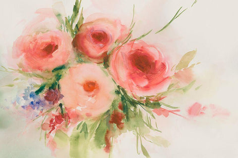 Dreamy Florals II Black Ornate Wood Framed Art Print with Double Matting by Aria K