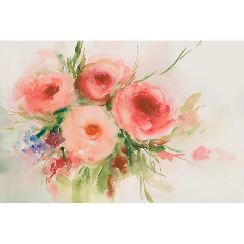 Dreamy Florals II Black Modern Wood Framed Art Print with Double Matting by Aria K