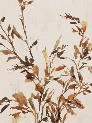 Golden Frond I  White Modern Wood Framed Art Print with Double Matting by Aria K