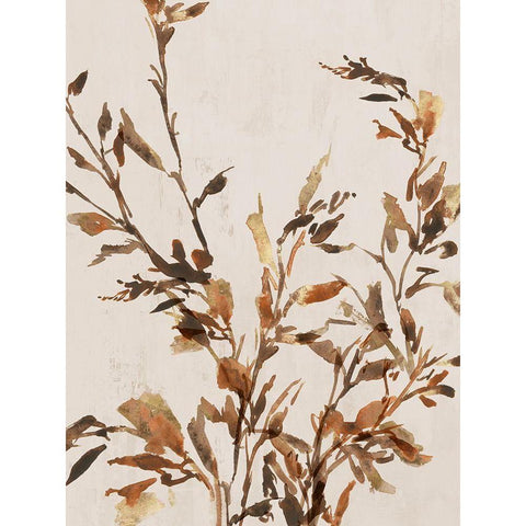 Golden Frond I  Black Modern Wood Framed Art Print with Double Matting by Aria K