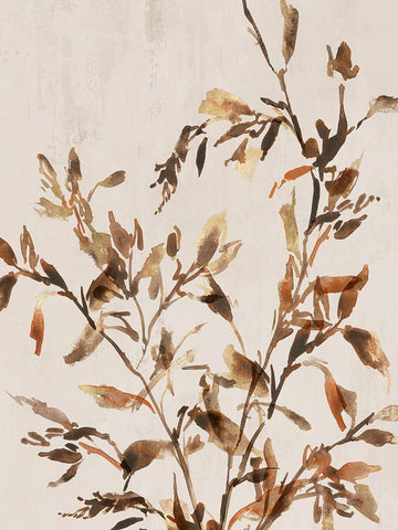 Golden Frond II  Black Ornate Wood Framed Art Print with Double Matting by Aria K