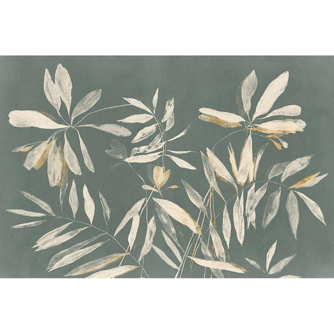 Silhouette Leaves  Gold Ornate Wood Framed Art Print with Double Matting by Aria K