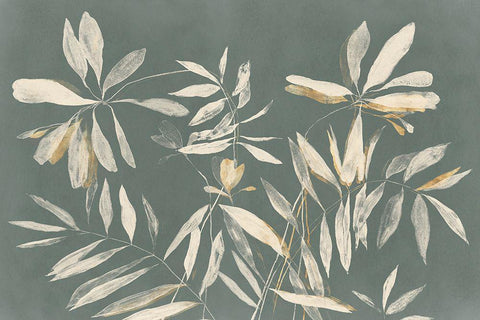 Silhouette Leaves  Black Ornate Wood Framed Art Print with Double Matting by Aria K