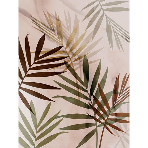 Subdued Leaves I  White Modern Wood Framed Art Print by Aria K