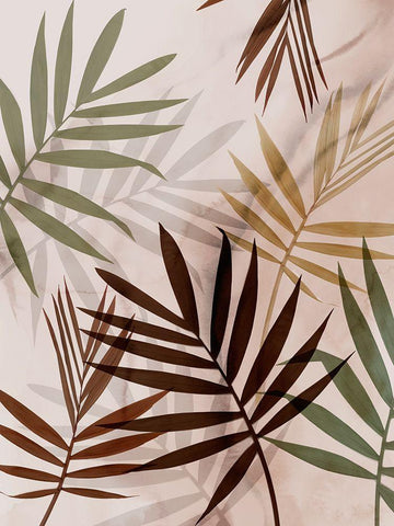 Subdued Leaves II  White Modern Wood Framed Art Print with Double Matting by Aria K